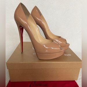 Christian Louboutin Lady Peep 150mm Patent Nude Heels